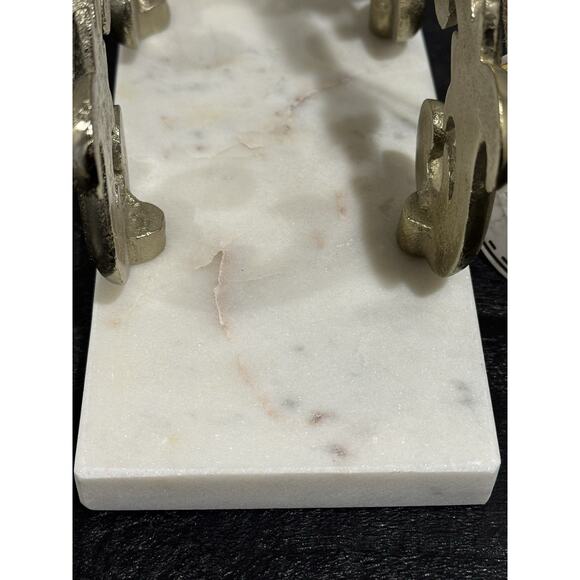 Made In India Ornate Gold Napkin Holder White Faux Marble Base Kitchen Decor - Picture 7 of 12